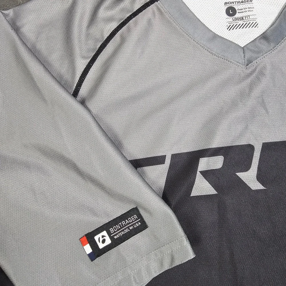 Trek Bontrager Cycling Jersey Mens Large Grey Charcoal Loose Fit Excellent
